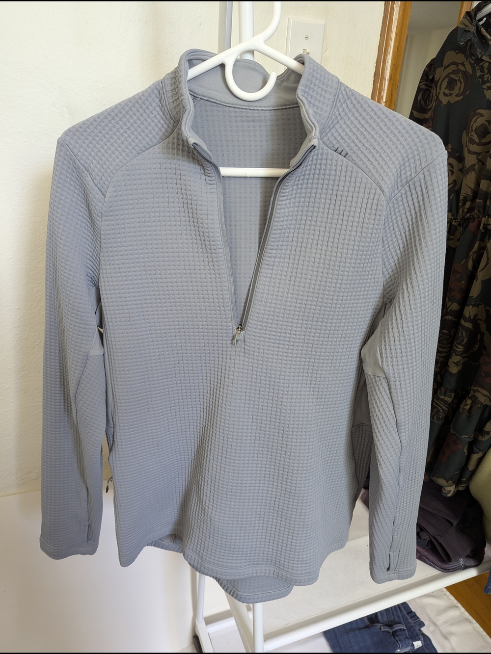 Men's Lululemon Waffle Knit Half Zip Jacket In Silver Drop Size S